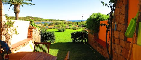 Vista mare dal soggiorno con l'ultima palma, ormai tagliata