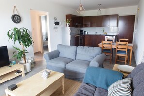 Sit, relax and enjoy Netflix on this large flat-screen television.