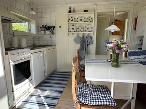 Kitchen has dishwasher (photo taken from patio door).