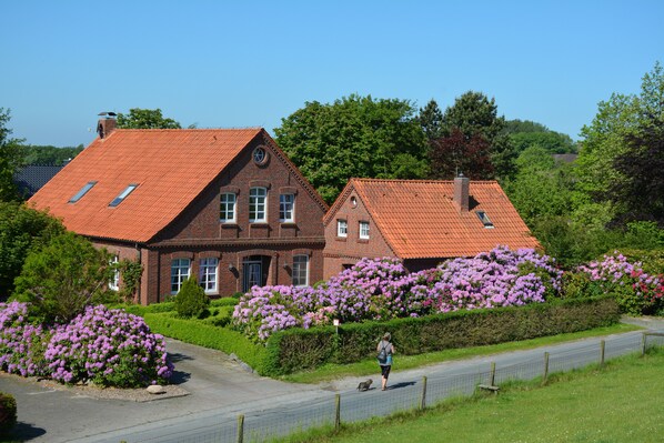 Fewo re Gebäude,Blick vom Deich