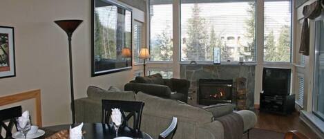 Dining area and living room