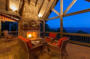 Enjoy the Views From the Covered Deck While Cozied Up to the Fire