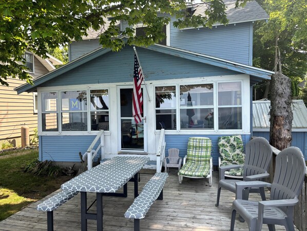 Front of cottage, looking out to Lake Michigan!
