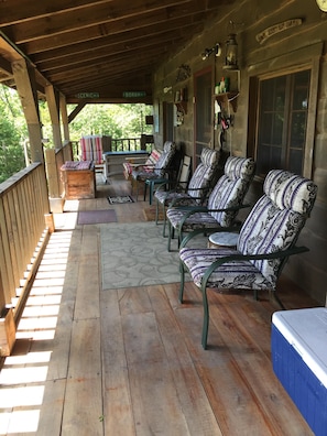 Porch of cabin facing South.  Great place to relax.