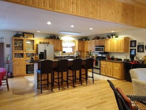 Kitchen and island for serving and entertaining