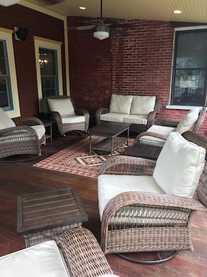 Side porch with seating for 8 