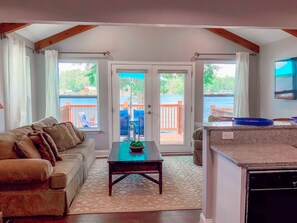 Lake views from living room, kitchen and master bedroom. 