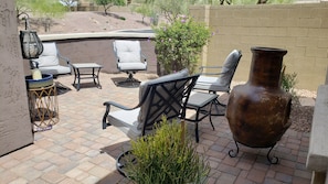 Front patio. Great spot for morning coffee or evening sunsets.