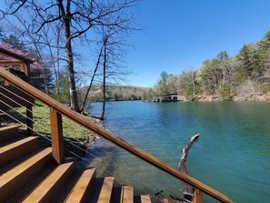 Stairs go down to the water's edge.