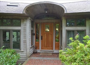 Front Entrance with stained glass