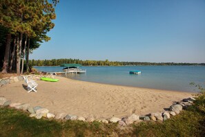 Our lake home is on a natural sand bar - this is your own private beach!