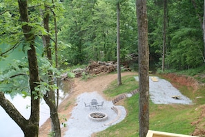 Outdoor Fire Pit and Corn Hole Area