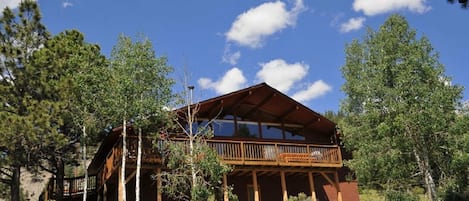 One can view from the cabin's wrap around deck magnificent mountains & river.