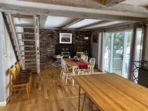 Kitchen table and stairs to master bedroom