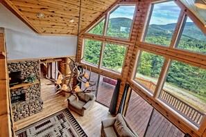 The 25-foot high ceiling gives the living room a spacious, yet intimate feel.