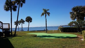 Putting green by the water