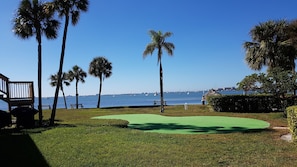 Putting green by the water