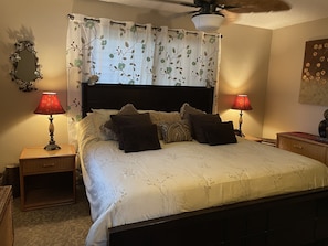 Our super comfy king-size bed!