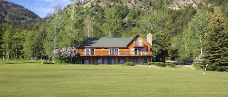 View of the Lodge from the fairway of the golf course.  