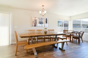 This beautiful hand crafted table awaits you to enjoy your family meals together