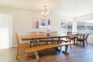 This beautiful hand crafted table awaits you to enjoy your family meals together