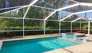 Large heated saltwater pool and hot tub.
