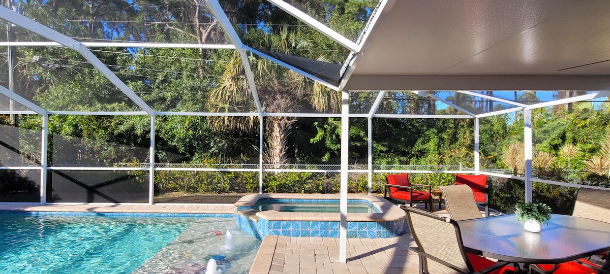 Beautiful Heated Saltwater Pool/Hot Tub Home, 4 Minutes to Beach, Great Biking