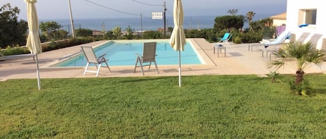 view of the pool and ocean