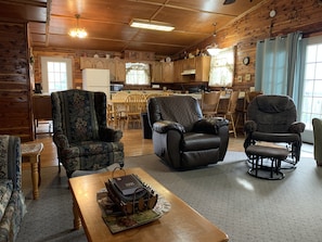 3 Comfy chairs to sit in with 2 couches that convert to queen beds.