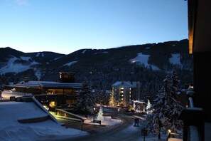Picturesque view of Vail mountain from the balcony at sunrise.
