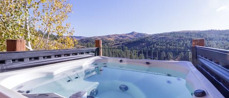 Private hot tub with stunning mount views