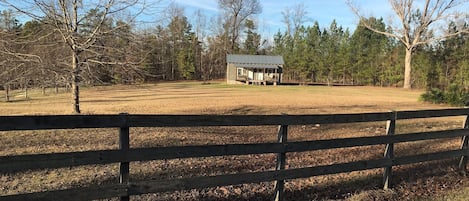 Front view across big field