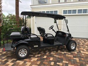 6 passenger street legal golf cart available. Drive to beach, stores, restaurant