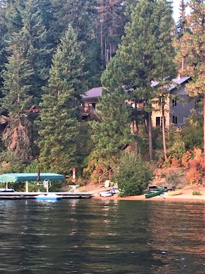 From the lake (FYI -- all pictures with green canopy show old boat lift).