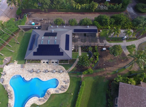 Aerial view of Pavilion and main pool
