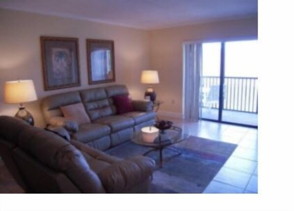 Living room and balcony, with pretty views!