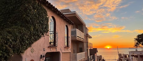 Sunset view over the pacific ocean from the front of the property