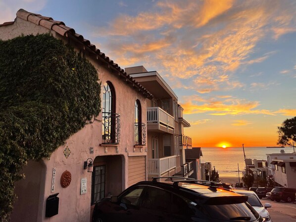 Sunset view over the pacific ocean from the front of the property