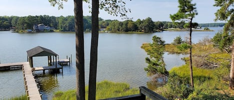 Private dock and boathouse