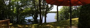 Long Pond from Deck.  50' to water's edge for swimming and fishing. 