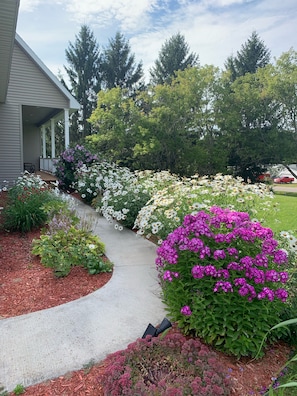 Entry garden full blooming flowers