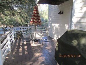 Back deck behind kitchen.