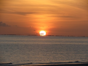 Beach Sunset looking over Sanibel Island from the Condo Beach