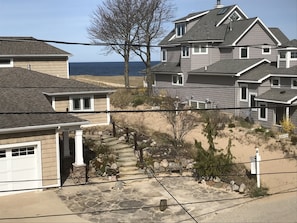 Path to beach is right across from our cottage. Picture taken from front deck.