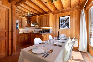 Dining table and open kitchen