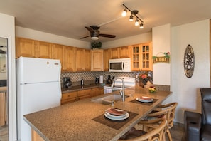 Spacious and well equipped kitchen