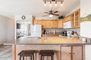 Spacious and well equipped kitchen