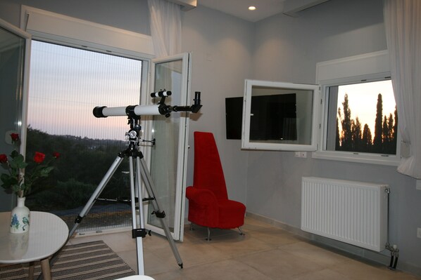 The living room with amazing views.