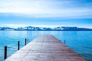 Private beach pier with perfect view of Lake Tahoe