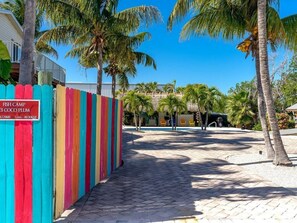 Tiki, pool, hammock house and dock just inside gate